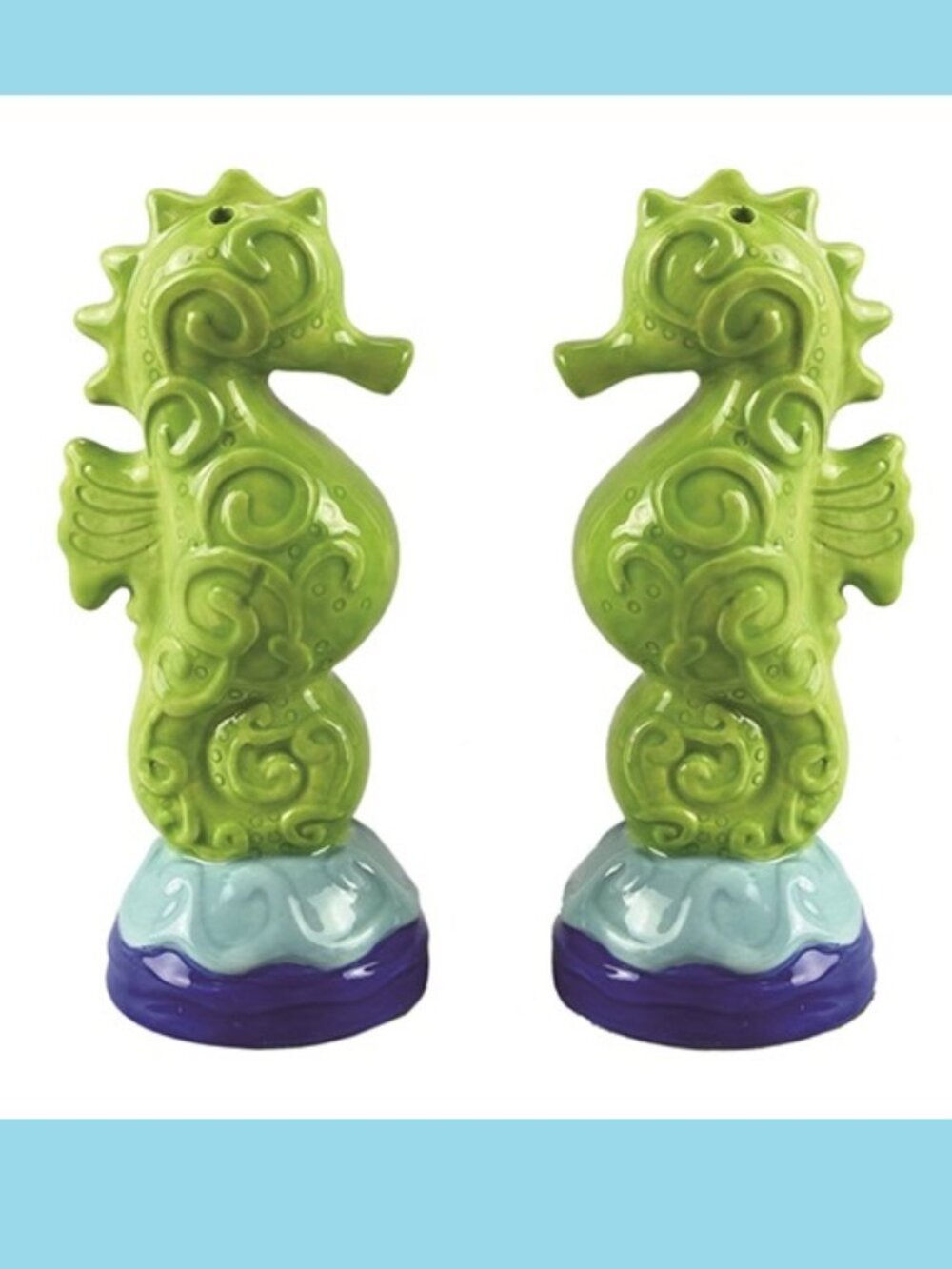 Ceramic Set of Seahorses Salt and Pepper Shaker Set 3 3/4" tall 15089